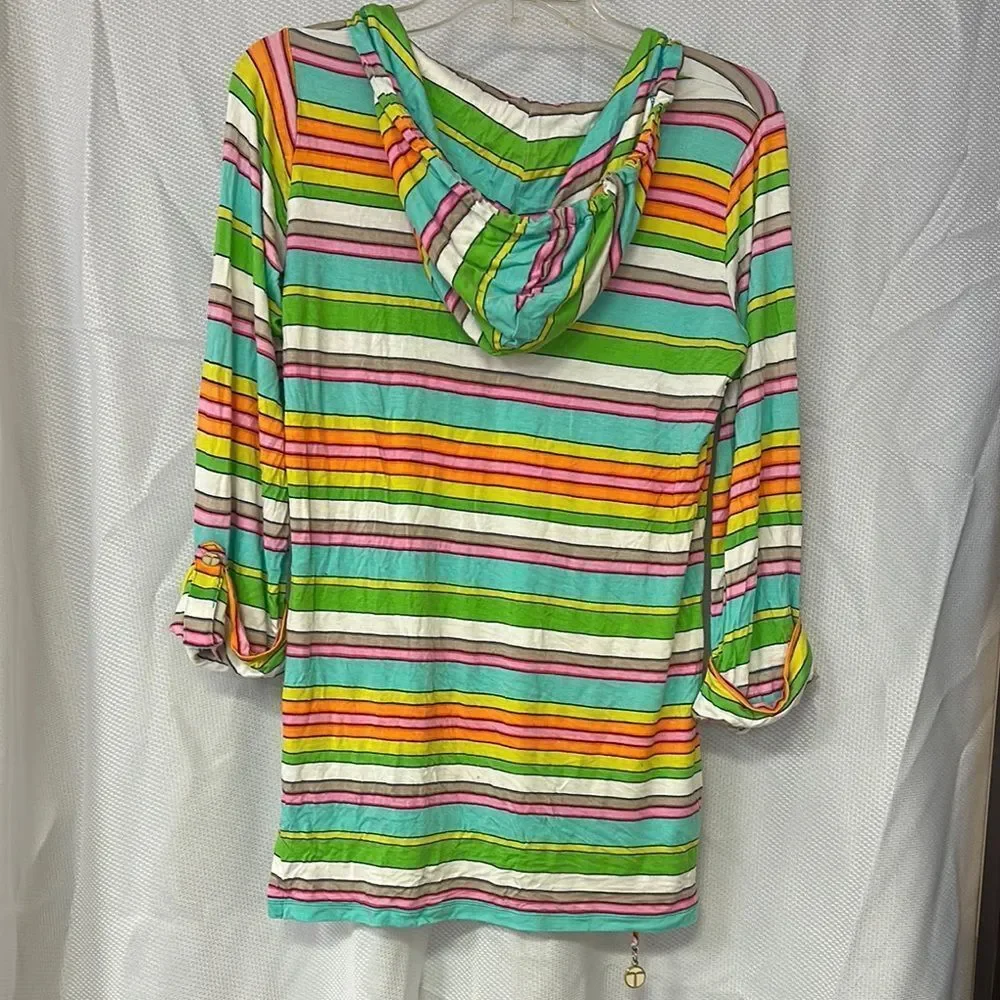 Trina Turk Green and Orange Tie Front Tunic